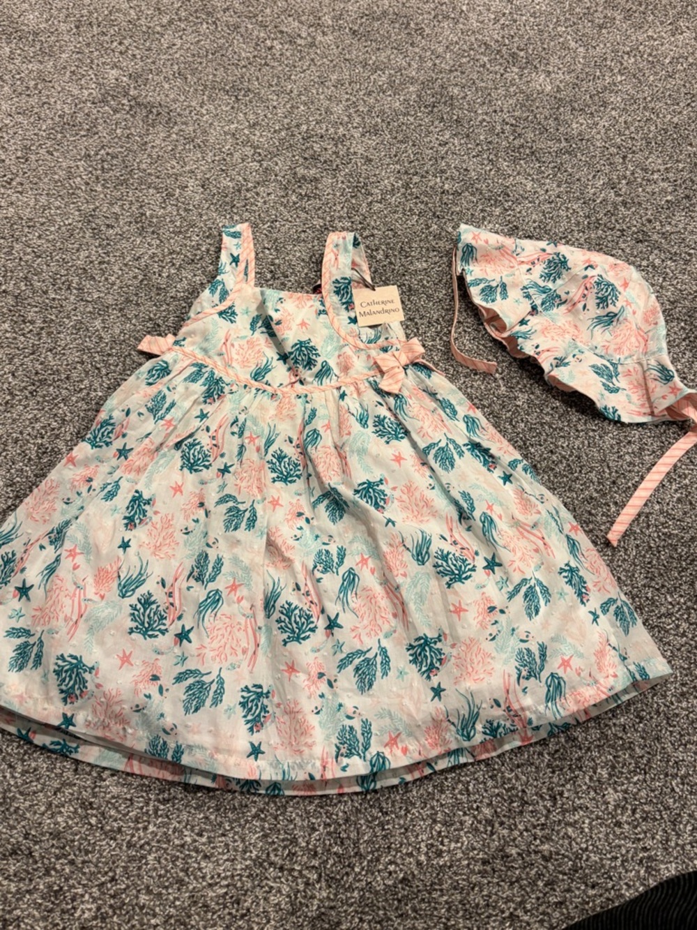 Catherine Malandrino Aqua and Coral Sea Life Print Dress